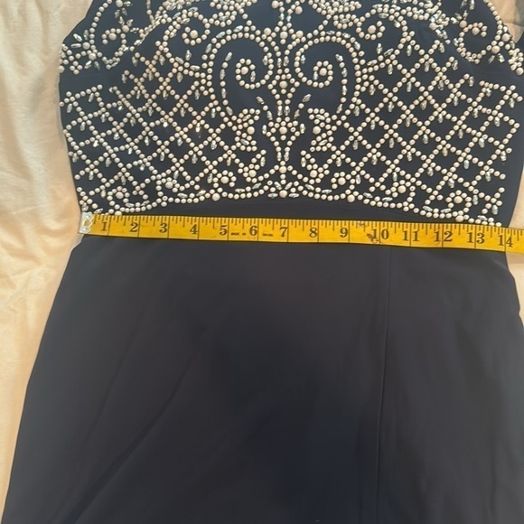 Morgan & Co NWT navy blue dress with white and silver bling made in USA 🇺🇸 - Picture 9 of 12